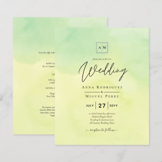 OMBRE All-in-1 Budget Lemon Limon Wedding Einladun (Vorne/Hinten)