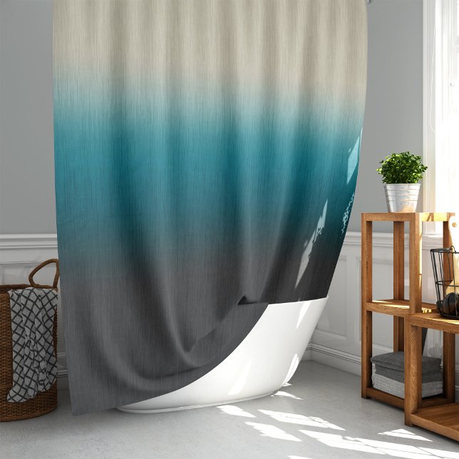 Ombre Aquamarin Green Blue Gray Cream Duschvorhang (ombre blue green grey cream abstract pattern polyester fabric shower curtain)