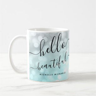 Ombre Aquamarin Silver Lights "Hello Beautiful" Kaffeetasse