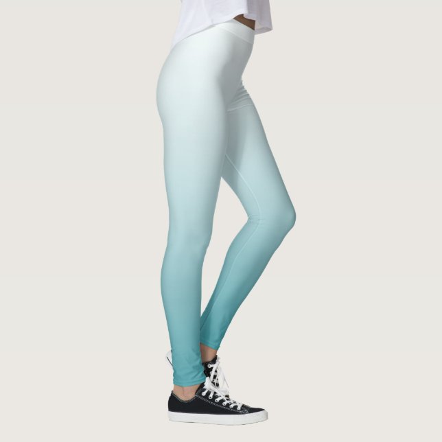 Ombre Aquamarin und Mint Abstract Design Leggings (Rechts)