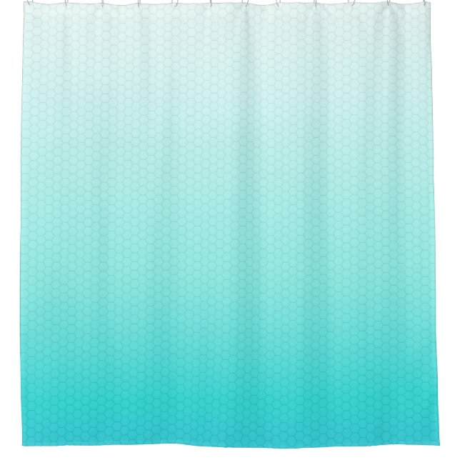 Ombre aquamariner blauer Watercolor-sechseckiges Duschvorhang (Vorderseite)