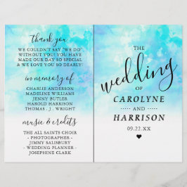 Ombre Aquarell-Hochzeit Bi-Falte Programme - Blau