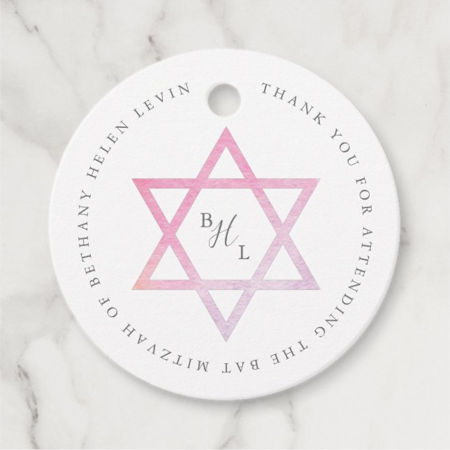 Ombre Aqucolor Bat Mitzvah Geschenkanhänger (Vorderseite)