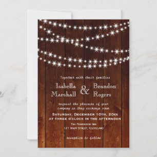 Ombre Barn Board Twinkle Lights Hochzeit Einladung
