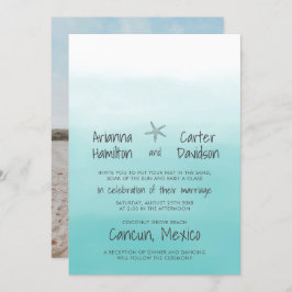 Ombre Beach Destination Ocean Starfish Wedding Einladung