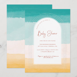 Ombre Beach Sun & Sand Rainbow Baby Dusche Einladung