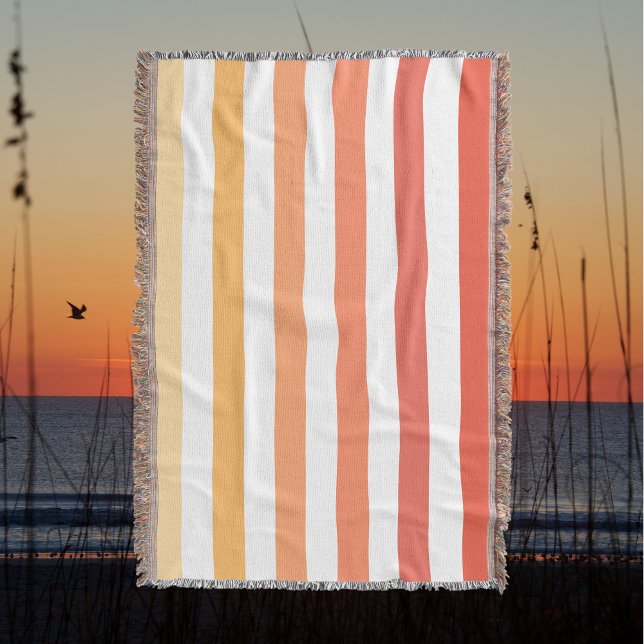 Ombre Beach Sunrise Streifen Orange & Gelb Glow Decke (Von Creator hochgeladen)