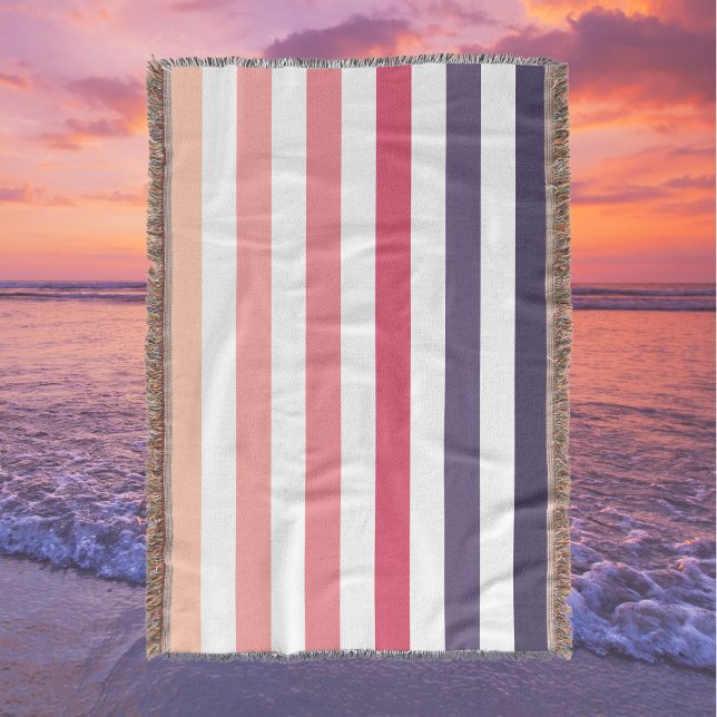 Ombre Beach Sunset Stripe Dusky Pinks & Purple Decke (Von Creator hochgeladen)