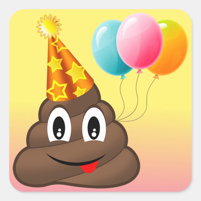 Ombre Birthday Party Poop Emoji Stickers (Vorderseite)