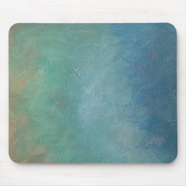 Ombre blaue grünes Seeabstrakte Malerei Mousepad (Vorne)