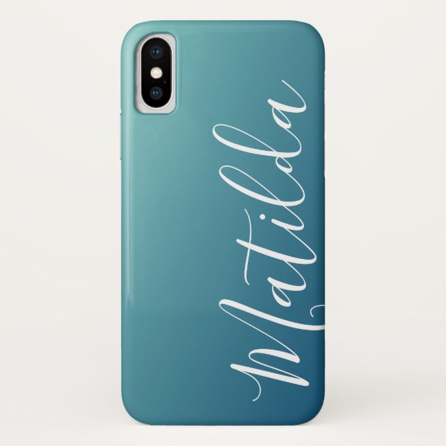 Ombre blaue Marine-aquamariner schlichter Case-Mate iPhone Hülle (Rückseite)