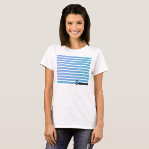 Ombre Blaue Streifen Sommer T-Shirt