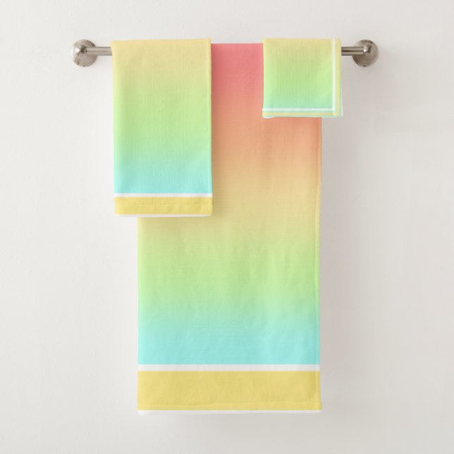 Ombre Blendet Pfirsichfarben, Aquamarin, grünes, g Badhandtuch Set (Insitu)