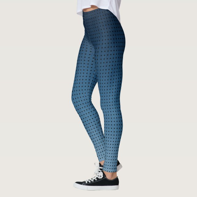 Ombre Blue Fake Denim Muster und Black Polka Dots Leggings (Links)