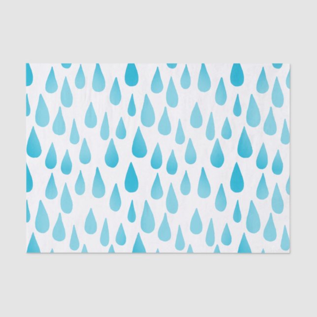 Ombre Blue Falling Raindrops Seidenpapier (Vorderseite)