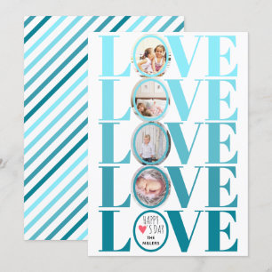 Ombre blue LIEBE Foto Valentinstag Feiertagskarte