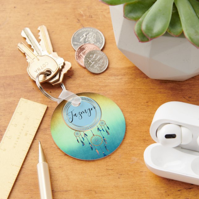 Ombre Blue Orange Personalisiert Dreamcatcher Schlüsselanhänger (Schreibtisch)