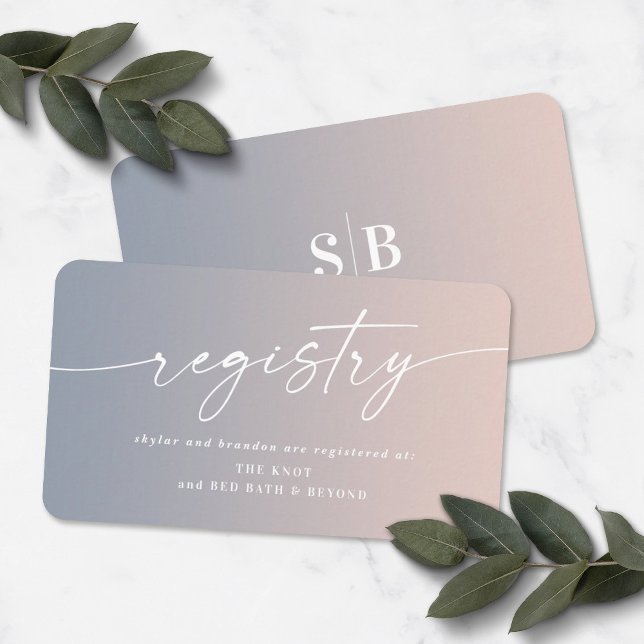 Ombre Blue & Pink Polterabend Gift Registry Begleitkarte (Von Creator hochgeladen)