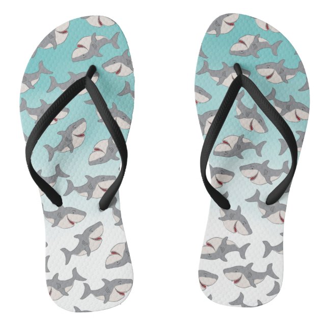 Ombre Blue Shark Pattern Beach Thongs Flip Flops (Fußbett)