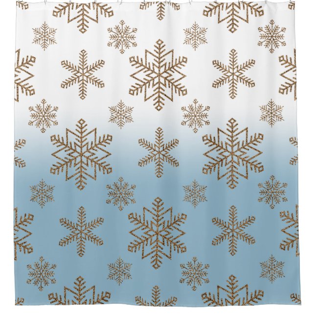 Ombre Blue Snowflake    Duschvorhang (Vorderseite)