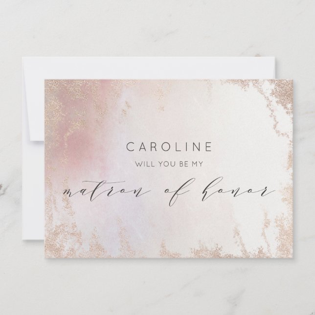 Ombre Blush Pink Matron of Honor Vorschlag Card (Vorderseite)