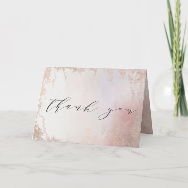 Ombre Blush Pink Mattiert Foil Custom Wedding Foto Dankeskarte (Vorderseite)