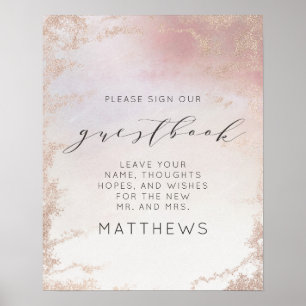 Ombre Blush Pink Mattiert Foil Gilt Gästebuchunter Poster