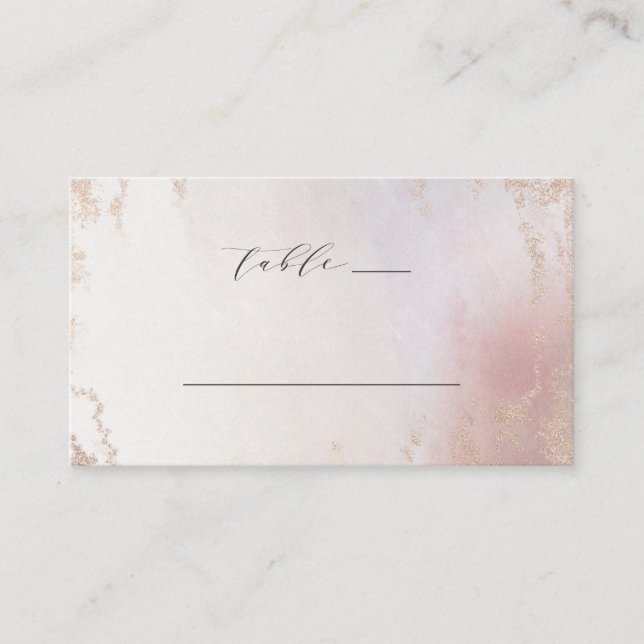 Ombre Blush Pink Mattiert Foil Wedding Tischnummer Platzkarte (Vorderseite)