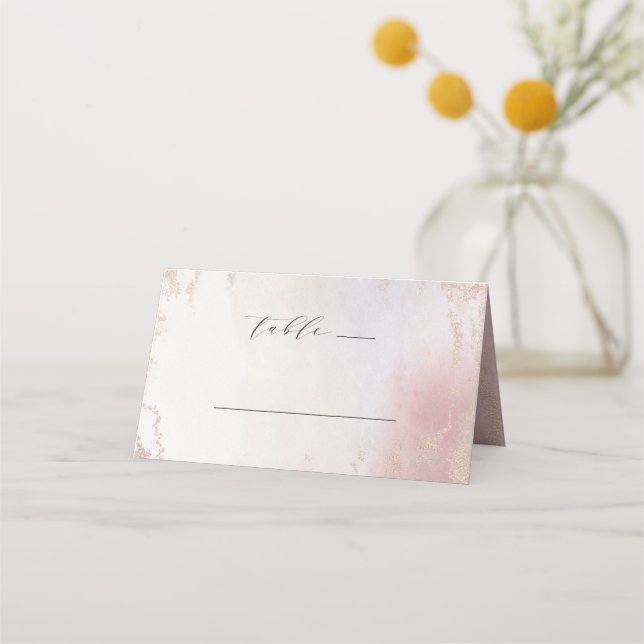Ombre Blush Pink Mattiert Foil Wedding Tischnummer Platzkarte (Vorderseite)
