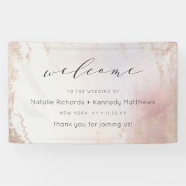 Ombre Blush Pink Mattiert Foil Wedding Willkommen Banner