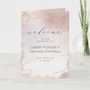 Ombre Blush Pink Mattiert Foil Wedding Zeremonie Programm