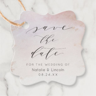 Ombre Blush Pink Mattierte Rose Gold Save the Date Geschenkanhänger