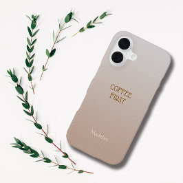 Ombre Brown Personalize Quote & Name iPhone Fall 16 Hülle