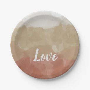 Ombre Brown und Tan Liebe Graceful Gradient Pappteller
