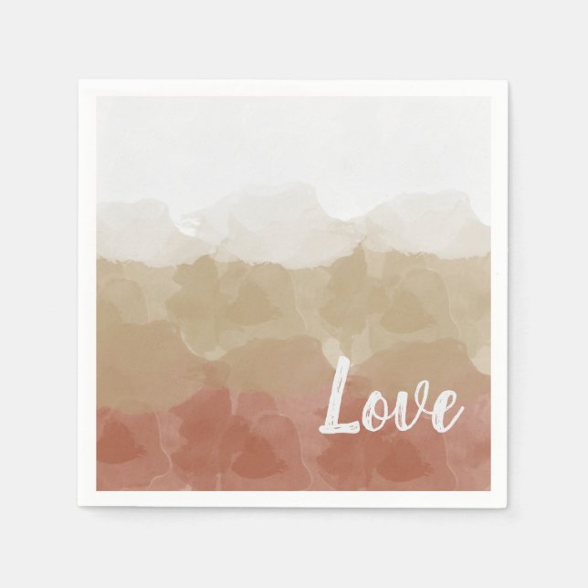Ombre Brown und Tan Liebe Graceful Gradient Serviette (Vorderseite)