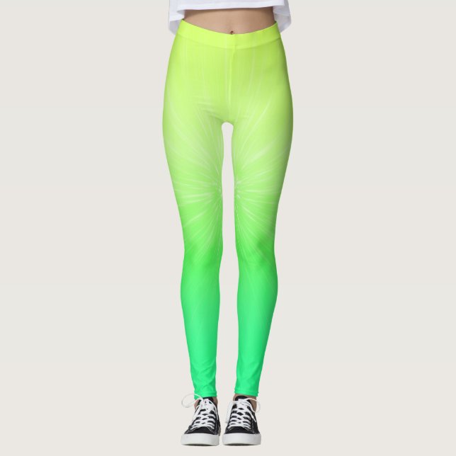 Ombre Chartreuse bis Neon Green Leggings (Vorderseite)