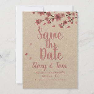 Ombre Cherry Blossom Tree Pink Save the Date Einladung