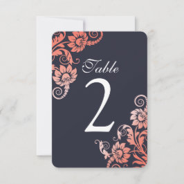 Ombre Coral und Blue Tischnummer Cards
