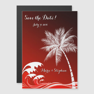 OMBRÉ CRIMSON TROPICAL PALMS Save the Date Magneteinladung