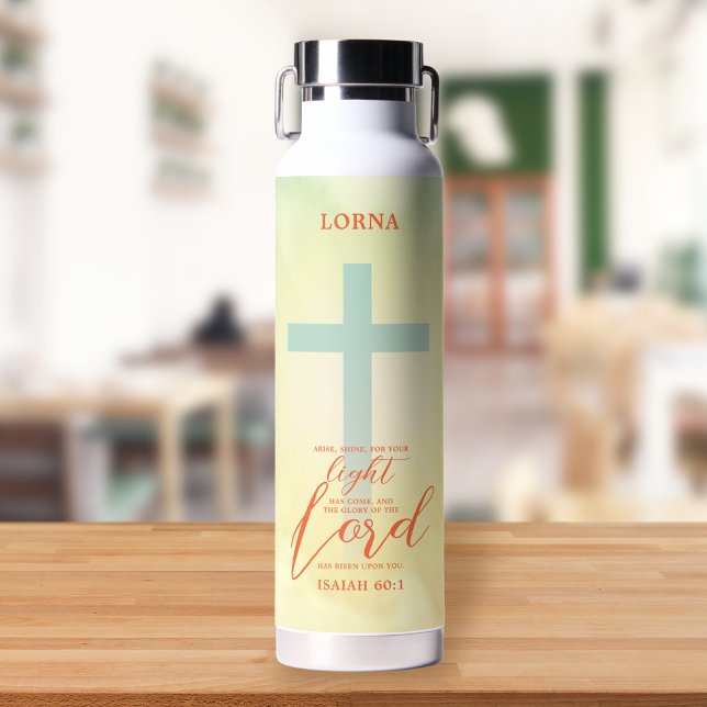 Ombre Cross Bible Verse Personalisiert Trinkflasche (Von Creator hochgeladen)