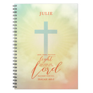 Ombre Cross Scripture Personalisiert Notizblock