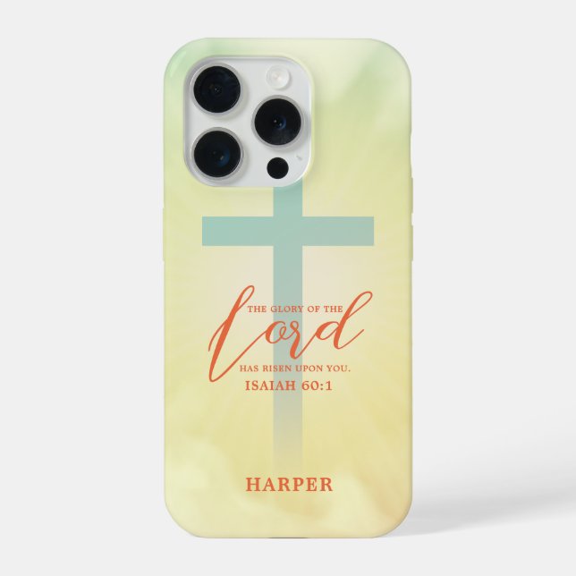 Ombre Cross Scripture Personalized iPhone Hülle (Rückseite)