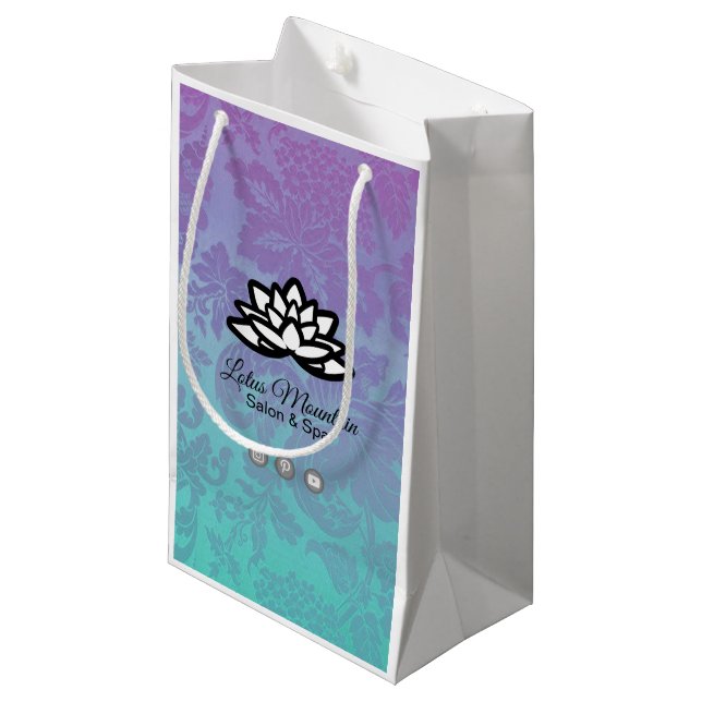 Ombre Damask individualisierbare Einkaufstasche Kleine Geschenktüte (Vorderseite Schrägansicht)