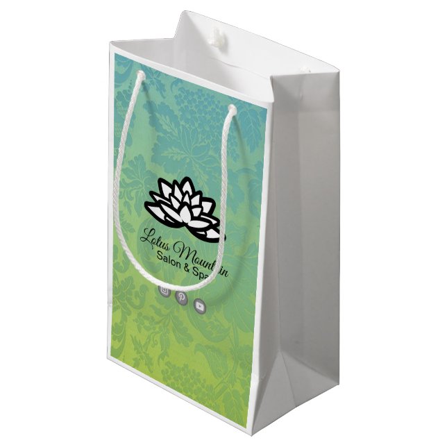 Ombre Damask individualisierbare Einkaufstasche Kleine Geschenktüte (Vorderseite Schrägansicht)