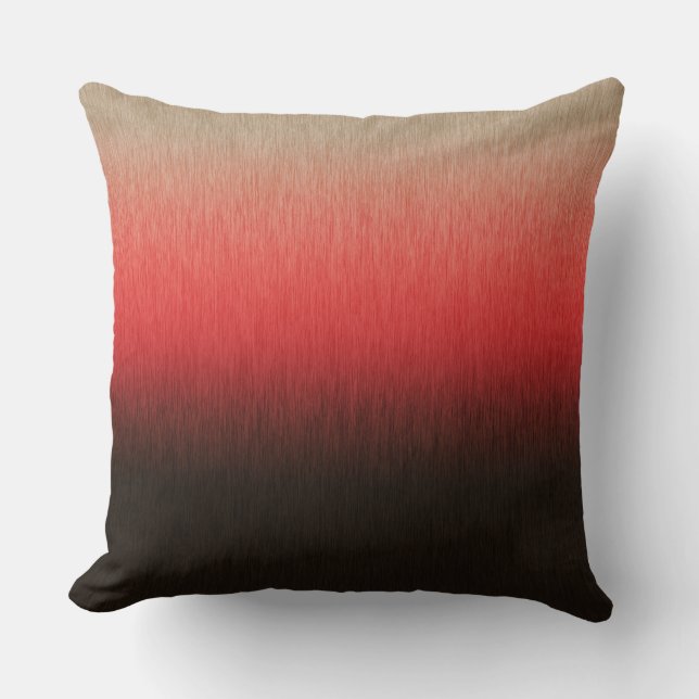 Ombre Dark Brown Coral Red Almond Kissen (Vorderseite)
