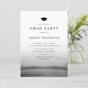 Ombre Dark Gray Modern Graduation Party Einladung