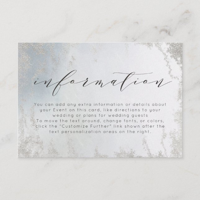 Ombre Dusty Blue Mattiert Foil Wedding Information Begleitkarte (Vorderseite)