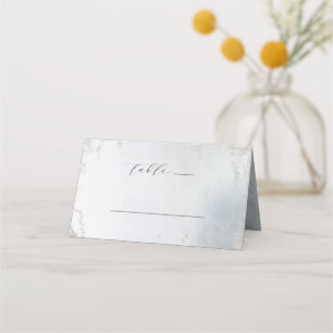 Ombre Dusty Blue Mattiert Foil Wedding Tischnummer Platzkarte