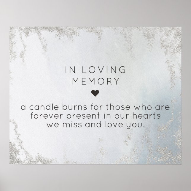 Ombre Dusty Blue Mattiert in Love Memory Sign Poster (Vorne)