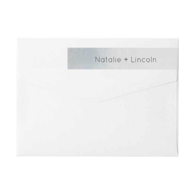 Ombre Dusty Blue Mattiert Silver Foil Chic Wedding (Rückseite)